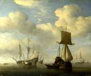Willem van de Velde - An English Vessel and Dutch Ships Becalmed